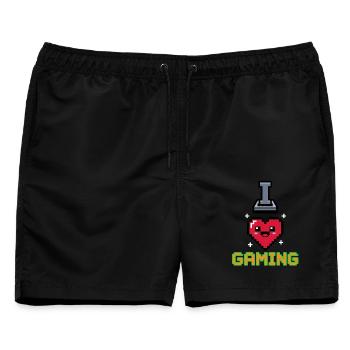 Gaming Pixel Herz Controller - Männer Badeshorts - Schwarz - Vorne - AI Model Male 178 light (178cm)