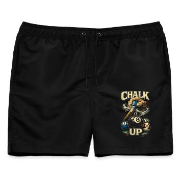 8-Ball Billard Chalk Up - Männer Badeshorts - Schwarz - Vorne - AI Model Male 178 light (178cm)