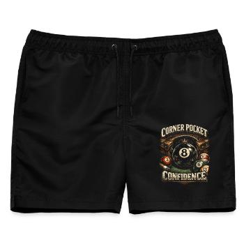 8-Ball Billard Corner Pocket Confidence - Männer Badeshorts - Schwarz - Vorne - AI Model Male 178 light (178cm)
