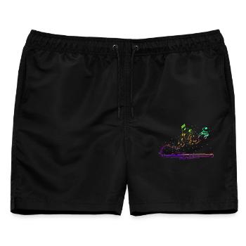 Marschband der Schlagzeugsektion Marimbist - Männer Badeshorts - Schwarz - Vorne - AI Model Male 178 light (178cm)