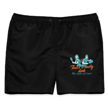 Pickleball-Spieler, der ein fieser Dink Agile Court ist - Männer Badeshorts - Schwarz - Vorne - AI Model Male 178 light (178cm)