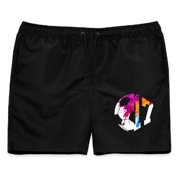 NR. 17 FUßBALLER NUMMER 17 FUßBALL 17. GEBURTSTAG - Männer Badeshorts - Schwarz - Vorne - AI Model Male 178 light (178cm)