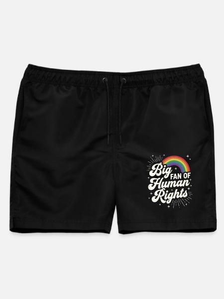 Big Fan Of Human Rights Regenbogen Design - Männer Badeshorts - Schwarz