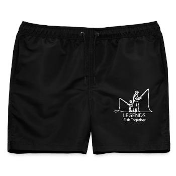 Angeln Teich Vater Kind Legende - Männer Badeshorts - Schwarz - Vorne - AI Model Male 178 light (178cm)