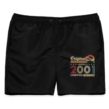 25. Geburtstag Geschenk Mann Original April 2001 - Männer Badeshorts - Schwarz - Vorne - AI Model Male 178 light (178cm)
