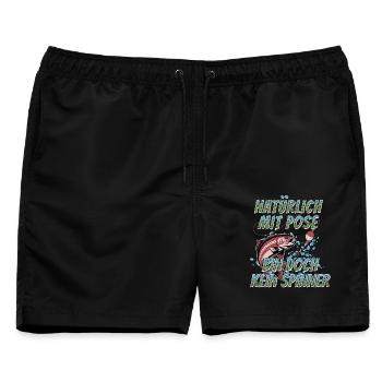 Angeln mit Pose bin doch kein Spinner - Männer Badeshorts - Schwarz - Vorne - AI Model Male 178 light (178cm)