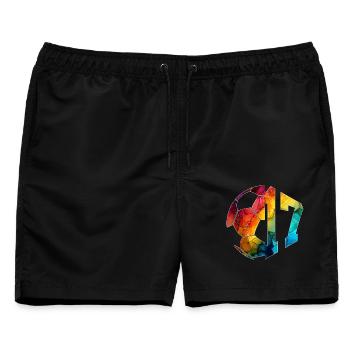 NR. 17 FUßBALLER NUMMER 17 FUßBALL 17. GEBURTSTAG - Männer Badeshorts - Schwarz - Vorne - AI Model Male 178 light (178cm)