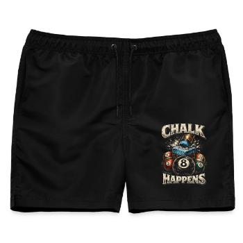 8-Ball Billard Chalk Happens - Männer Badeshorts - Schwarz - Vorne - AI Model Male 178 light (178cm)