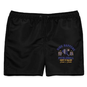 Pickleball-lustiger Spieler Dink Happens Love - Männer Badeshorts - Schwarz - Vorne - AI Model Male 178 light (178cm)