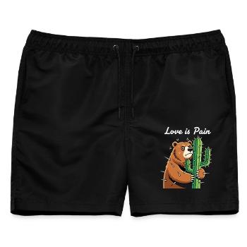 Bär Kaktus - Männer Badeshorts - Schwarz - Vorne - AI Model Male 178 light (178cm)