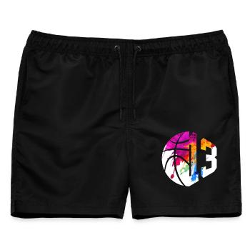 NR. 13 NUMMER 13 BASKETBALL 13. GEBURTSTAG - Männer Badeshorts - Schwarz - Vorne - AI Model Male 178 light (178cm)