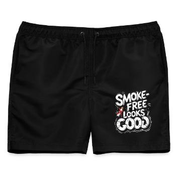 Nichtraucher Ex Raucher Smoke Free Looks Good - Männer Badeshorts - Schwarz - Vorne - AI Model Male 178 light (178cm)