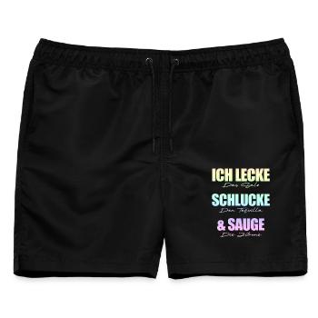 Ich lecke schlucke sauge. - Männer Badeshorts - Schwarz - Vorne - AI Model Male 178 light (178cm)