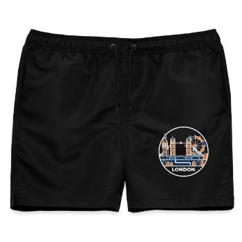 London Skyline Big Ben Tower Bridge - Männer Badeshorts - Schwarz - Vorne - AI Model Male 178 light (178cm)