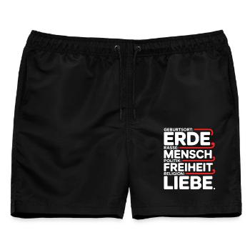 Gegen Rassismus - Männer Badeshorts - Schwarz - Vorne - AI Model Male 178 light (178cm)