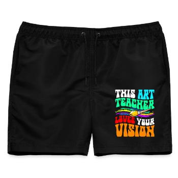 Dieser Kunstlehrer Liebt Ihre Vision - Männer Badeshorts - Schwarz - Vorne - AI Model Male 178 light (178cm)