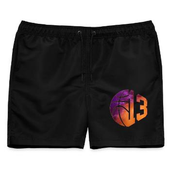 NUMMER 13 BASKETBALL 13. GEBURTSTAG - Männer Badeshorts - Schwarz - Vorne - AI Model Male 178 light (178cm)