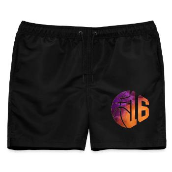NUMMER 16 BASKETBALL 16. GEBURTSTAG - Männer Badeshorts - Schwarz - Vorne - AI Model Male 178 light (178cm)