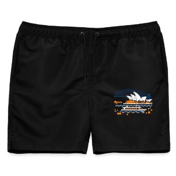Sydney Opernhaus Harbour Bridge Fähre - Männer Badeshorts - Schwarz - Vorne - AI Model Male 178 light (178cm)