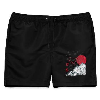 Japan Vintage japanische Landschaft - Männer Badeshorts - Schwarz - Vorne - AI Model Male 178 light (178cm)