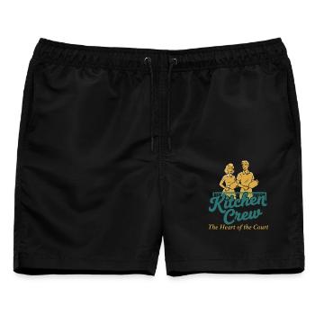 Pickleball Kitchen Crew Herz des Hofes Lustig - Männer Badeshorts - Schwarz - Vorne - AI Model Male 178 light (178cm)