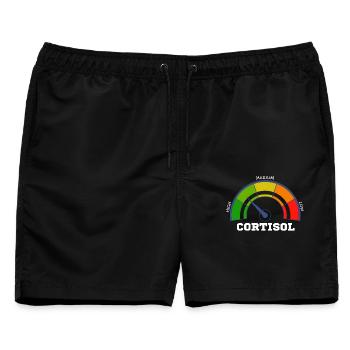 Lustiges, niedriges Cortisol, urkomisches, stressfreies Cortisol - Männer Badeshorts - Schwarz - Vorne - AI Model Male 178 light (178cm)