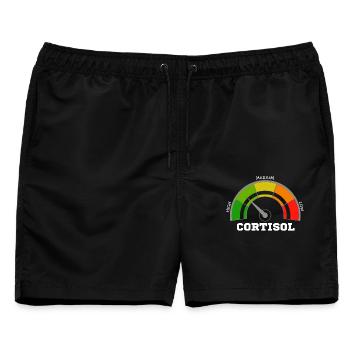 Lustiges, niedriges Cortisol, urkomisches, stressfreies Cortisol - Männer Badeshorts - Schwarz - Vorne - AI Model Male 178 light (178cm)