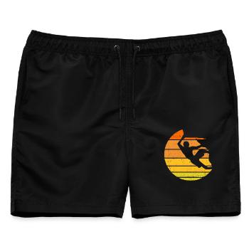Klettern an der Bergwand  - Männer Badeshorts - Schwarz - Vorne - AI Model Male 178 light (178cm)