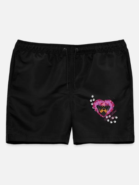 Ruhender Rottweiler mit Gesichtsgesicht - Männer Badeshorts - Schwarz
