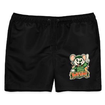 Dayum-Maus in grüner Uniform - Männer Badeshorts - Schwarz - Vorne - AI Model Male 178 light (178cm)