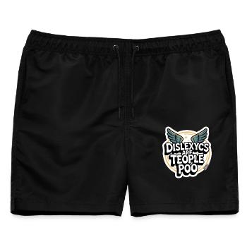 Dislexycs sind auch Menschen mit Aufklebern - Männer Badeshorts - Schwarz - Vorne - AI Model Male 178 light (178cm)