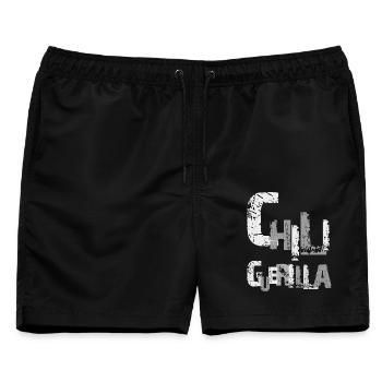 Chili Grunge Typography, Chiliguerilla - Männer Badeshorts - Schwarz - Vorne - AI Model Male 178 light (178cm)