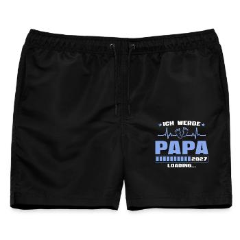 Ich werde Papa 2027 – Werdender Vater - Männer Badeshorts - Schwarz - Vorne - AI Model Male 178 light (178cm)