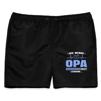 Ich werde Opa 2027 – Werdender Großvater - Männer Badeshorts - Schwarz - Vorne - AI Model Male 178 light (178cm)