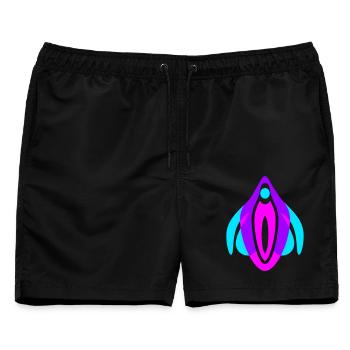 Geni(t)al - Genial - Männer Badeshorts - Schwarz - Vorne - AI Model Male 178 light (178cm)