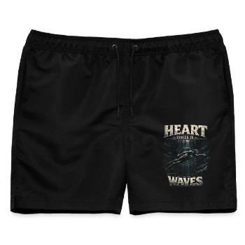 Apnoetauchen Freitauchen Heart Synced To Waves - Männer Badeshorts - Schwarz - Vorne - AI Model Male 178 light (178cm)