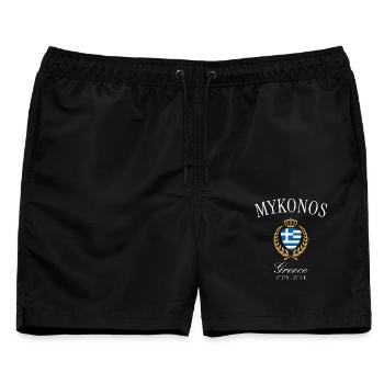 Mykonos Griechenland Wappen Krone – Reise Souvenir - Männer Badeshorts - Schwarz - Vorne - AI Model Male 178 light (178cm)