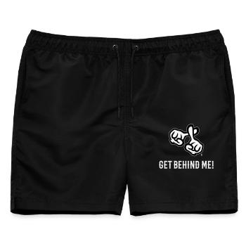 Stell dich hinter mich! (Kreuz / Bibel / Religion / NEG 2C) - Männer Badeshorts - Schwarz - Vorne - AI Model Male 178 light (178cm)
