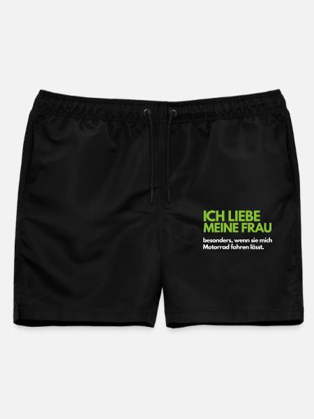 Ich liebe meine Frau besonders wenn Motorrad - Männer Badeshorts - Schwarz