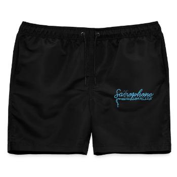 Saxophon-Wortkunst-Jazz-Skript - Männer Badeshorts - Schwarz - Vorne - AI Model Male 178 light (178cm)