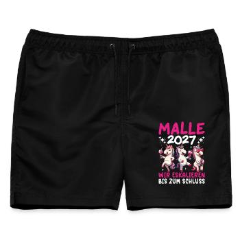 Malle 2027 Wir Eskalieren Bis Zum Schluss Einhorn - Männer Badeshorts - Schwarz - Vorne - AI Model Male 178 light (178cm)
