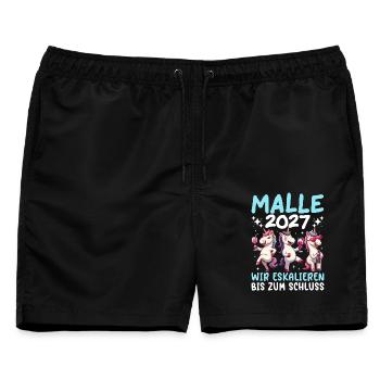 Malle 2027 Wir Eskalieren Bis Zum Schluss Einhorn - Männer Badeshorts - Schwarz - Vorne - AI Model Male 178 light (178cm)