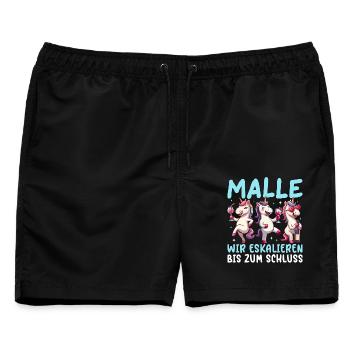 Malle Wir Eskalieren Bis Zum Schluss Einhorn - Männer Badeshorts - Schwarz - Vorne - AI Model Male 178 light (178cm)
