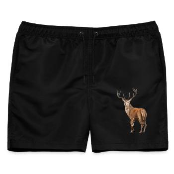 Weisswedelhirsch White-Tailed Deer - Männer Badeshorts - Schwarz - Vorne - AI Model Male 178 light (178cm)