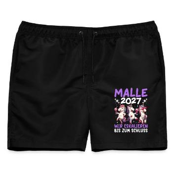 Malle 2027 Wir Eskalieren Bis Zum Schluss Einhorn - Männer Badeshorts - Schwarz - Vorne - AI Model Male 178 light (178cm)