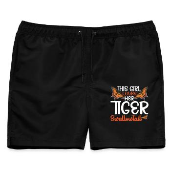 Tiger-Schwalbenschwanz-Liebhaber Schmetterlings-Insekten-Tiger - Männer Badeshorts - Schwarz - Vorne - AI Model Male 178 light (178cm)