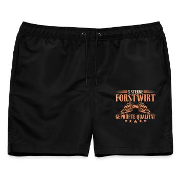 Waldarbeiter Zertifizierter 5 Sterne Forstwirt - Männer Badeshorts - Schwarz - Vorne - AI Model Male 178 light (178cm)