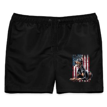Doberman US Dobermann - Männer Badeshorts - Schwarz - Vorne - AI Model Male 178 light (178cm)