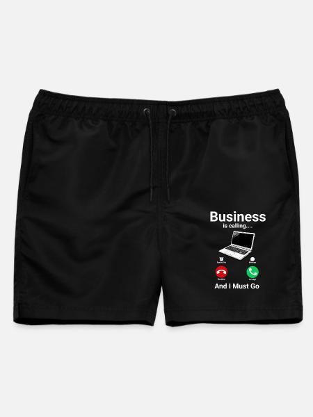 Business Is Calling Laptop Nerd IT Humor - Männer Badeshorts - Schwarz
