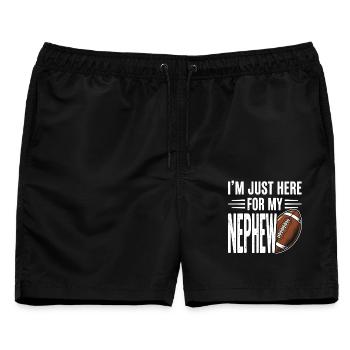 Ich bin nur wegen meines Neffen Football hier. - Männer Badeshorts - Schwarz - Vorne - AI Model Male 178 light (178cm)